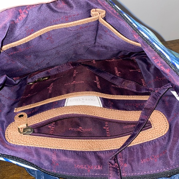 Anuschka Hand Painted Leather A Starry Night Purse w Matching Wallet - Picture 9 of 10